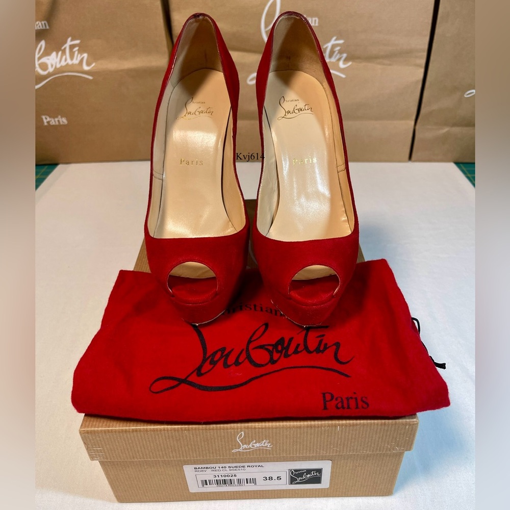 Christian Louboutin Bambou 140mm Suede Royal 38.5